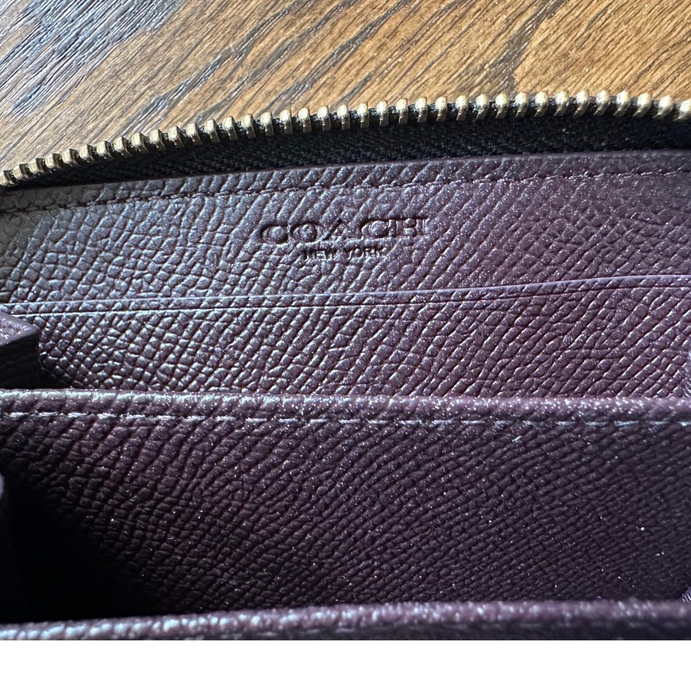 Authentic Coach Women Sm Zip Around Card Case Wallet Premium Crossgrain Leather - Picture 7 of 8